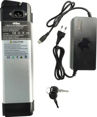 Produktbild von vhbw Akku kompatibel mit Rex E-Bike bis Bj. 2014 (10,4 Ah, 24 V, Li-Ion, inkl. Ladegerät) - Schwarz Silber