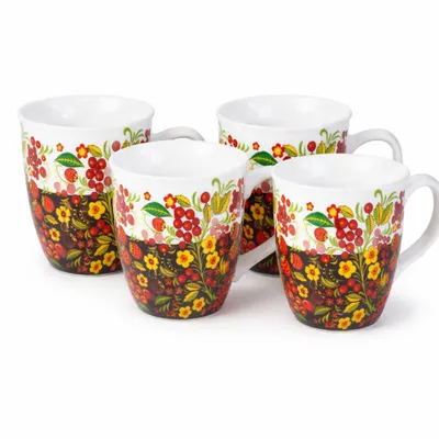 Produktbild von Becher-Set "Chochloma"4 x 400 ml Kaffeetassen, Tasse Tassen Set