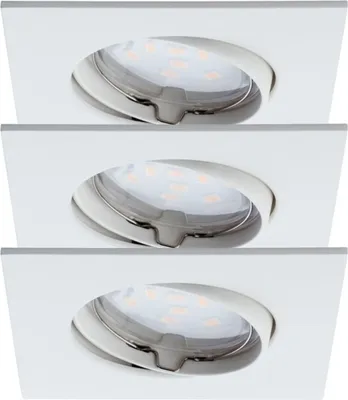 Immagine prodotto di Set da 3 faretti da incasso a LED 6,8 W/230 V, orientabili di 25°, IP23, per bagno, bianchi, 9x9 cm