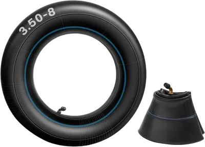 Image de Lot de 2 chambres à air renforcées pour roues de 3,50-8, avec valve TR87 coudée, pour chariots de jardin, 8 pouces