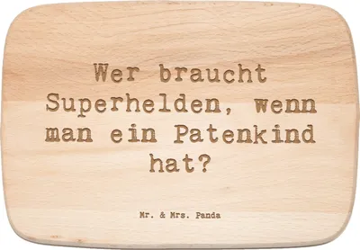 Produktbild von Mr. & Mrs. Panda küchenholzbrett Spruch Patenkind Wunder - Transparent - Geschenk, Familie, Frühstücksbrett, herzerwärmende Sprüche, Küchenbrett, brotbrett, Superhelden