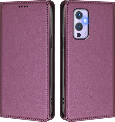 Image de Étui en cuir pour OnePlus 9, étui à rabat magnétique en cuirPolyuréthaneavec support, violet