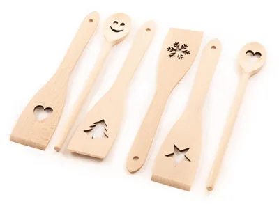 Kochlöffel-Spatel-Set, Buchenholz, 6-teilig, 30 cm