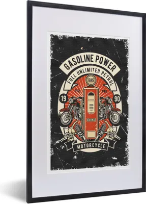 Produktbild von MuchoWow® MuchoWow® Gerahmtes Poster Mancave - Motor - Pumpe - Vintage 40x60 cm - Poster mit zchwarzem Bilderrahmen - Poster in Rahmen