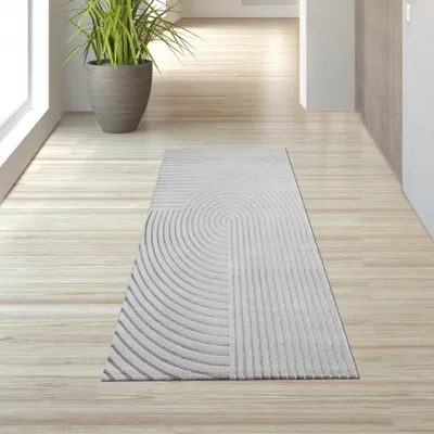 Produktbild von Moderner Teppich mit Bogen in grau Größe - 80 x 150 cm