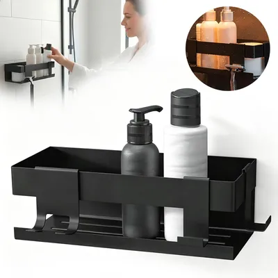 Produktbild von Duschablage ohne Bohren, Duschkorb Wandregal, Duschregal Badregal Badezimmer Organizer Regal für Bad & Küche