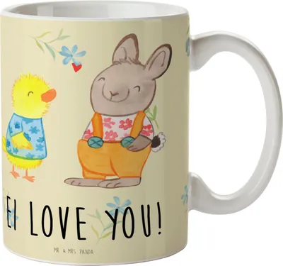 Produktbild von Mr. & Mrs. Panda Tasse Ostern Freundschaft - Blumig - Geschenk, Kaffeetasse, Henkelbecher, Küken, Becher, Kaffeebecher, Teetasse, Frühling, Liebe, Ostergeschenke