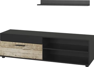 Productafbeelding van Lowboard & plank Vicco Berno Eik zwart/zand met 1 klep, Model 55457