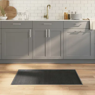 Produktbild von Design Teppich Rechteckig Grau 60x100 cm Bambus, Designerteppiche 2024 Neu