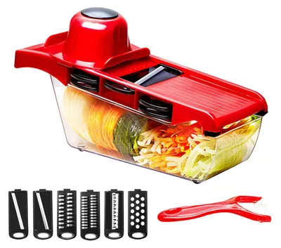 Image de Coupe-légumes manuel multifonction - Lames interchangeables - Avec conteneur - PP