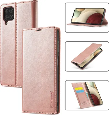 Obrázek produktu pro Galaxy A22 4G Kožené pouzdro s funkcí stojánku a držákem karet, peněženkový design pouzdro pro Samsung Galaxy A22 4G Růžový