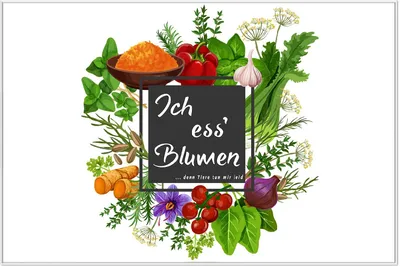 Produktbild von Wallario Wandbild Ich ess Blumen - Gemüse und Kräuter, Größe: 61 x 91,50 cm, Poster mit weißem Aluminiumrahmen