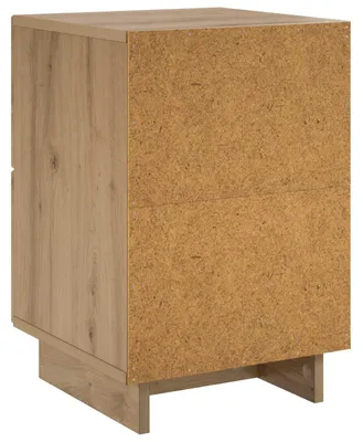 Image de Table de chevet en bois imitation chêne, dimensions 33,5 x 34,5 x 50 cm