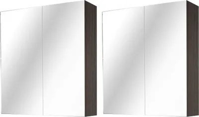 Produktbild von 2er Set Spiegelschrank Zesiro 60 cm, Farbe Trüffeleiche, Badspiegel-Schrank, pflegeleichtes Badmöbel