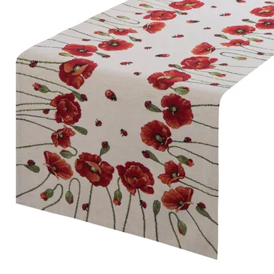 Obrázok produktu pre Eurofirany 473096, Obdĺžnikový, Prírodný, Polyester, Bavlna, Behúň na stôl, Kvetinový vzor, 40 x 100 cm
