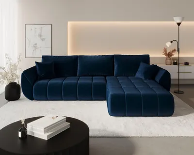 Produktbild von Ecksofa Schlafsofa MISATO Stoff Monolith Dunkelblau Ottomane Rechts