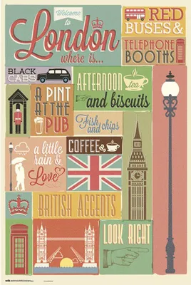 Produktbild von London - Collage - Poster Druck Plakat - Größe 61x91,5 cm