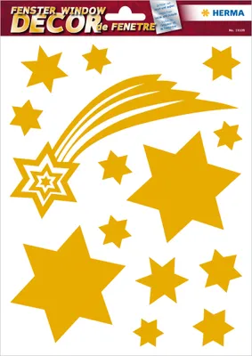 Produktbild von HERMA Weihnachts Fensterbild "Sterne" gold 210 x 297 mm