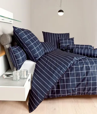 Produktbild von Janine Design Mako-Satin-Bettwäsche-Garnitur 39025 modernclassic Farbe nachtschattenblau Größe 155x200+80x80