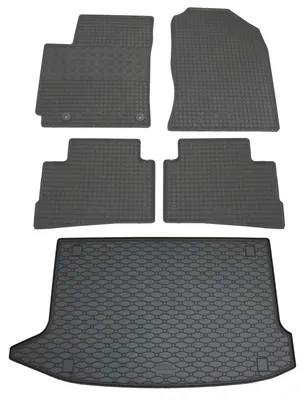 Rigum Gummi Fußmatten + Kofferraumwanne im Set für Hyundai Kona, schwarz