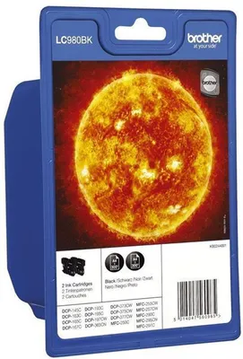 Produktbild von Brother Value Pack 2 (Schwarz), Standardertrag, Schwarz, Tinte auf Pigmentbasis, 2 Stück(e), 500 Seiten, Doppelpack