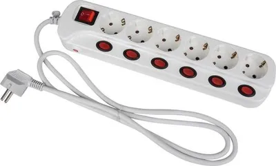 Produktbild von Heitronic 45191 Steckdosenleiste mit Schalter 6fach Weiß Schutzkontakt 1St.