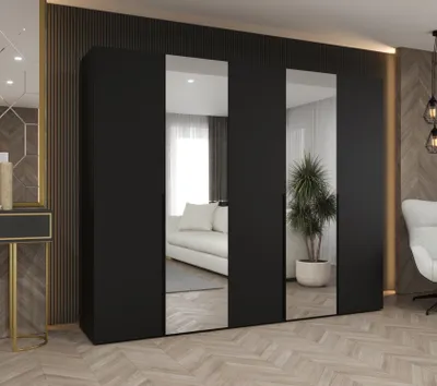 Obrázek produktu pro Šatní skříň 250 cm ASUDA se zrcadly - černá