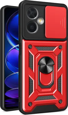 Produktbild von Redmi Note 12 Hülle mit Ring Ständer Halter Dia Kameraschutz TPU PC Schutzhülle für Xiaomi Redmi Note 12 Rot