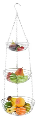Hängende Obstschale 3 Lagen Metall 82x26,5 cm silber