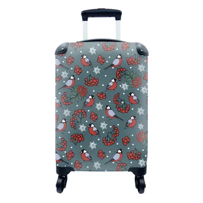 Produktbild von MuchoWow® Koffer Handgepäck Trolley Rollkoffer Kleine Reisekoffer mit 4 Rollen - Vogel - Weihnachten - Schnee - Beere - Muster - Cabin Size < 55x40x23 cm & 55x40x20 cm - Fotokoffer - Kabinenkoffer - Boardgepäck - Reise-Box - Reisekoffer - Reisegepäck - Koffer mit Bild - Trolley für Kinder