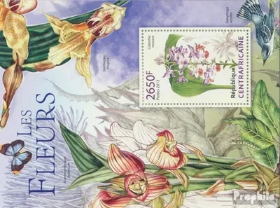 Produktbild von Briefmarken Zentralafrikanische Republik 2013 Mi Block 1038 (kompl. Ausgabe) postfrisch Blumen (Schmetterlinge & Vögel)