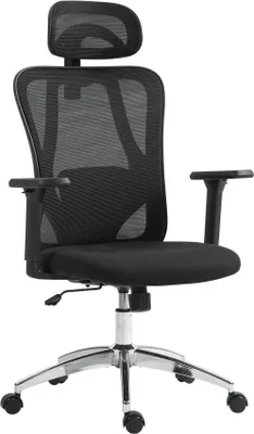 Obrázok produktu pre Ergonomická kancelárska stolička - Kancelárska stolička - Nastaviteľná bedrová opierka a opierka hlavy pre väčšie pohodlie | Farba: čierna