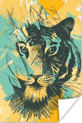 Produktbild von MuchoWow® Poster Tiger - Abstrakt - Kopf 20x30 cm - Papierdruck