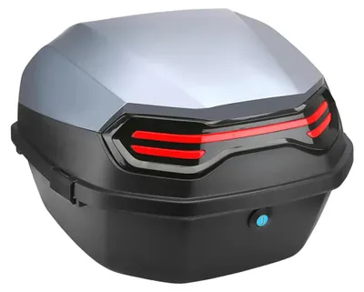 Obrázok produktu pre Topcase na motorku – zadný kufor – univerzálna montáž – uzamykateľný – ABS+PP – pre motorky/skútre/elektrické skútre – striebornosivý