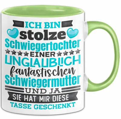 Produktbild von Schwiegertochter Tasse Geschenk Spruch Ich Bin Stolze Schwiegertochter Becher (Grün)