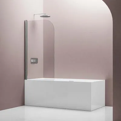Produktbild von Duschwand Badewanne 100x140cm mit Hebemechanismus - Chrom oder Matt Schwarz