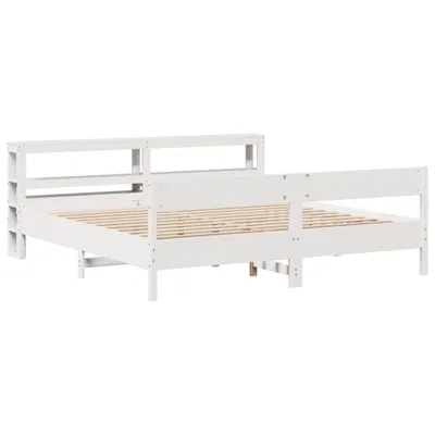 Produktbild von Massivholzbett ohne Matratze Weiß 200x200 cm Kiefernholz