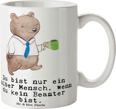 Produktbild von Mr. & Mrs. Panda Becher Beamter Herz - Weiß - Geschenk, Teetasse, Kaffeetasse, Studium, Tasse, Pott, Keramiktasse, Öffentlicher Dienst, Verbeamtung