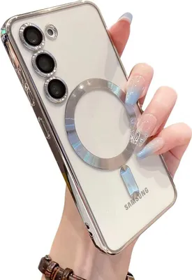 Immagine prodotto di Custodia per Samsung Galaxy S23 Magnetic Ultra Thin Transparent Case con Magsafe e Camera Cover Argento