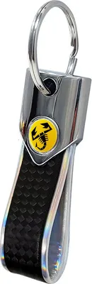 Image de Porte-clés Abarth officiel, couleur argentée et carbone, avec un scorpion jaune