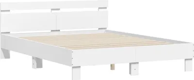 Produktbild von Bettgestell mit Kopfteil Weiß 140x200 cm Holzwerkstoff