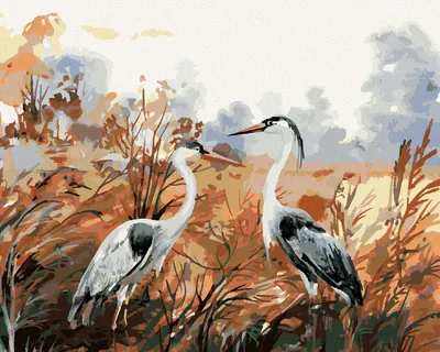 Immagine prodotto di Zuty - Dipingere con i numeri - PAESAGGIO AUTUNNALE CON GRU, 40x50 cm, tela tesa su telaio