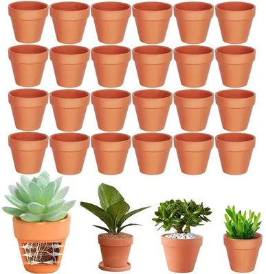 Produktbild von Famanu Set von 24 Mini-Terracotta-Töpfen, 5 x 5,5 cm, mit Abflussloch, für Innen- und Außenbereich