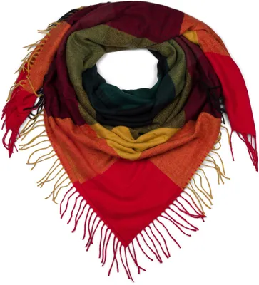 Produktbild von styleBREAKER Damen XXL Schal mit mehrfarbigem Karo Muster und Fransen, warmes Winter Tuch, Deckenschal 01017116