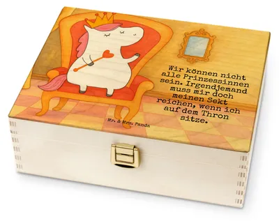 Produktbild von Mr. & Mrs. Panda teebox holz Einhorn Prinzessin Design - Weiß - Geschenk, Teebeutel Aufbewahrung, Teebehälter, für Paare, Unicorn, Geburtstagsgeschenk, Tee Organizer