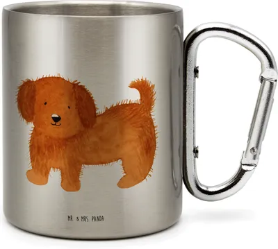 Produktbild von Mr. & Mrs. Panda Teetasse Hund Flauschig - Transparent - Geschenk, Kaffeebecher Edelstahl, Vierbeiner, Hunde, Niedlich, Thermobecher, Teebecher, thermotasse, Sprüche, Süß