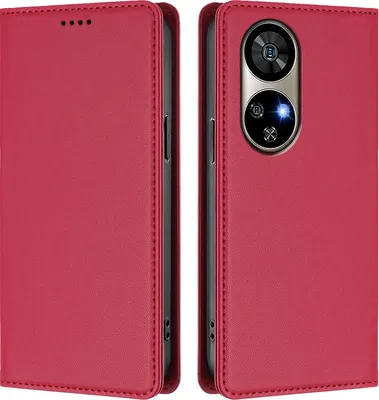 Produktbild von Handyhülle für Ulefone Note 17 Pro, Kunstleder Klapphülle Stoßfeste Magnetische Hülle mit Ständer Rot