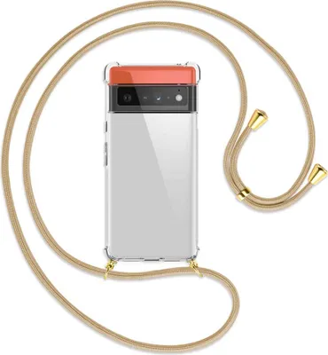 Produktbild von Handykette Backcover-Schutzhülle mit Band (Metall goldfarben) für Google Pixel 6 Pro - caramel