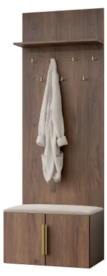 Produktbild von MIRJAN24 Garderoben-Set Kerkin, Garderobe mit zwei Drehtüren mit Sitzbank  (Farbe: Nuss Warmia)