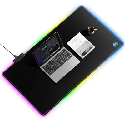Obrázek produktu pro Herní podložka pod myš XXL, rozměry 100x50 cm, RGB podsvícení, černá
